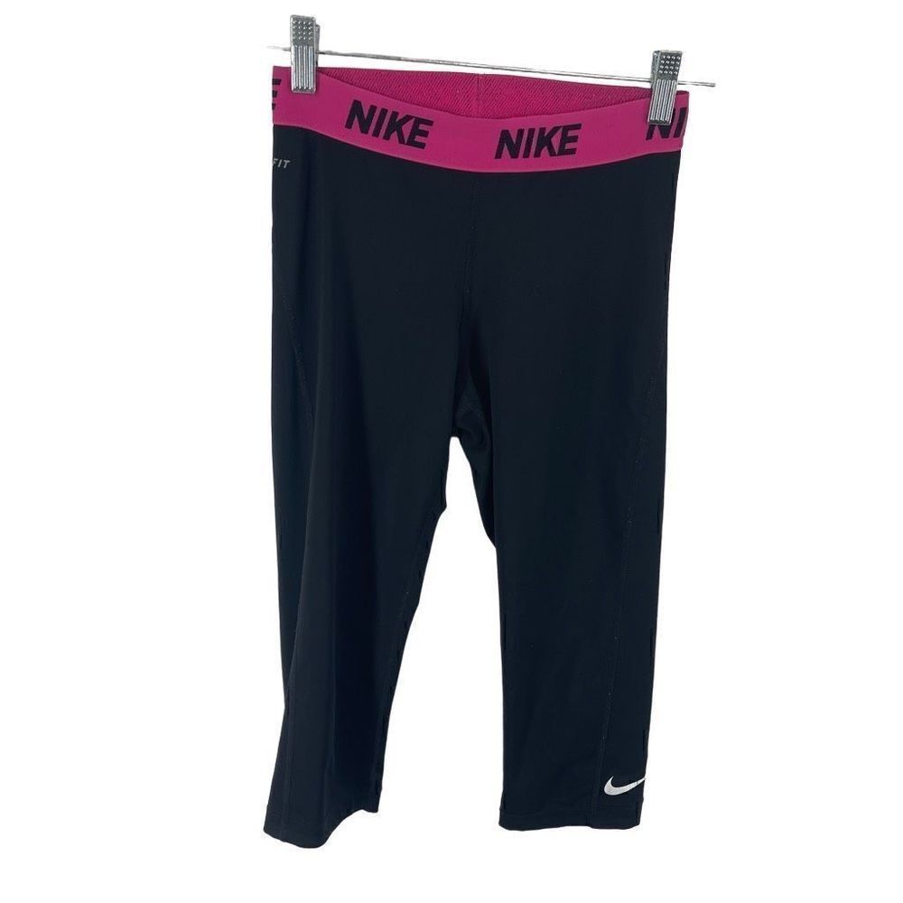 NIke Women's Dri-FIT Leggings Capri pants Workout Yoga Elastic Black Size Small